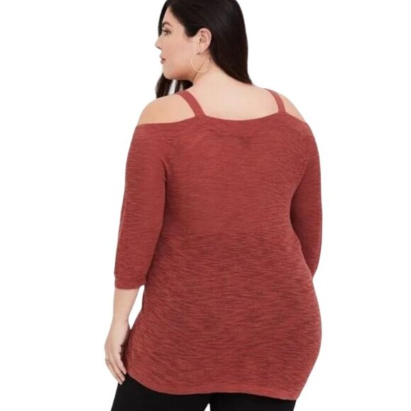 Torrid Womens Plus Size Cold Shoulder Knit Top Orange Size 4 NWT - Picture 2 of 12